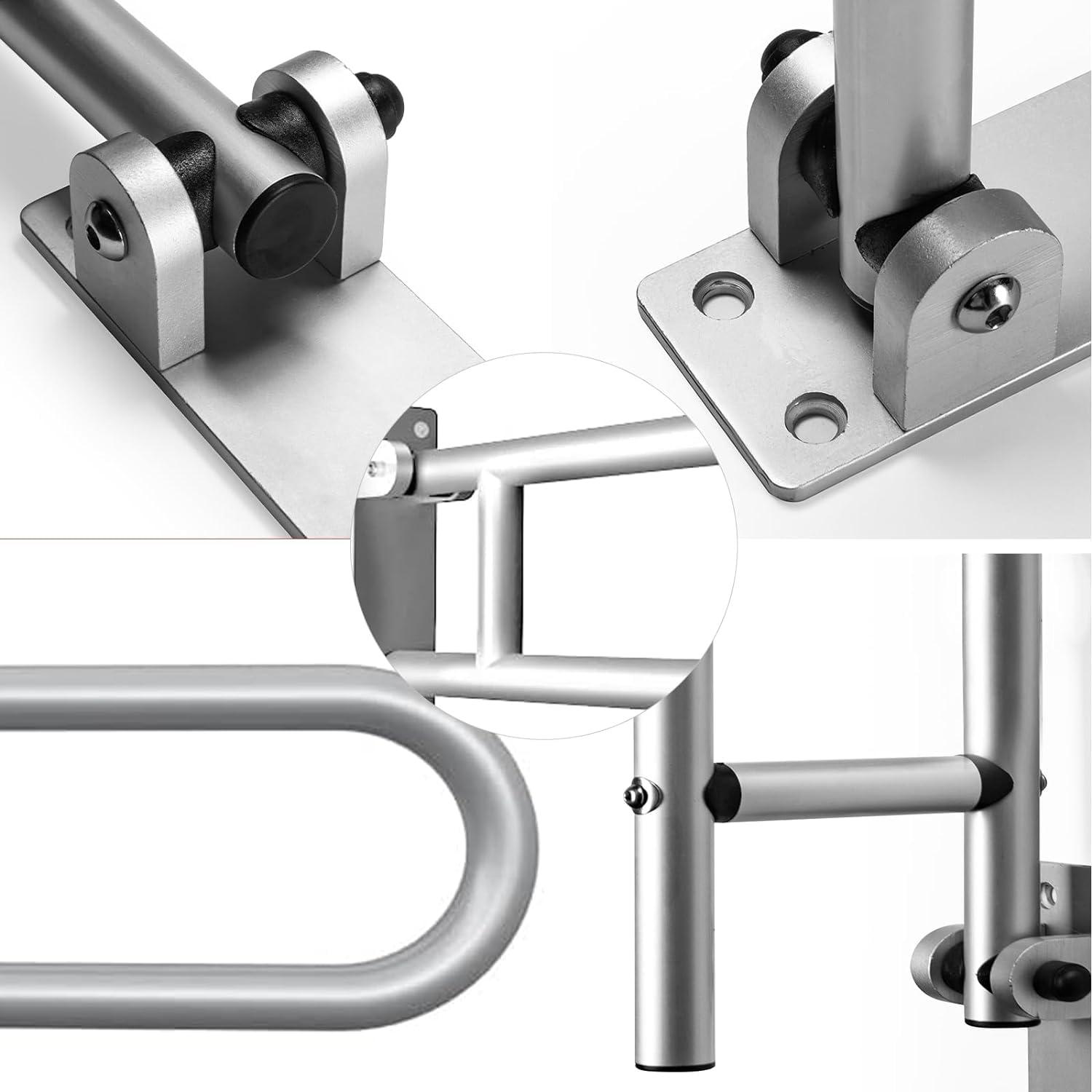 DITOSH 28 Inch Toilet Grab Bar Flip Up Aluminum Handicap Rails Grab Bars Load Capacity of 100 kg/220 lbs Toilet Rail Bathroom U Shaped and Wall Mount Safety for Pregnant Injured Patients 28 in Silver