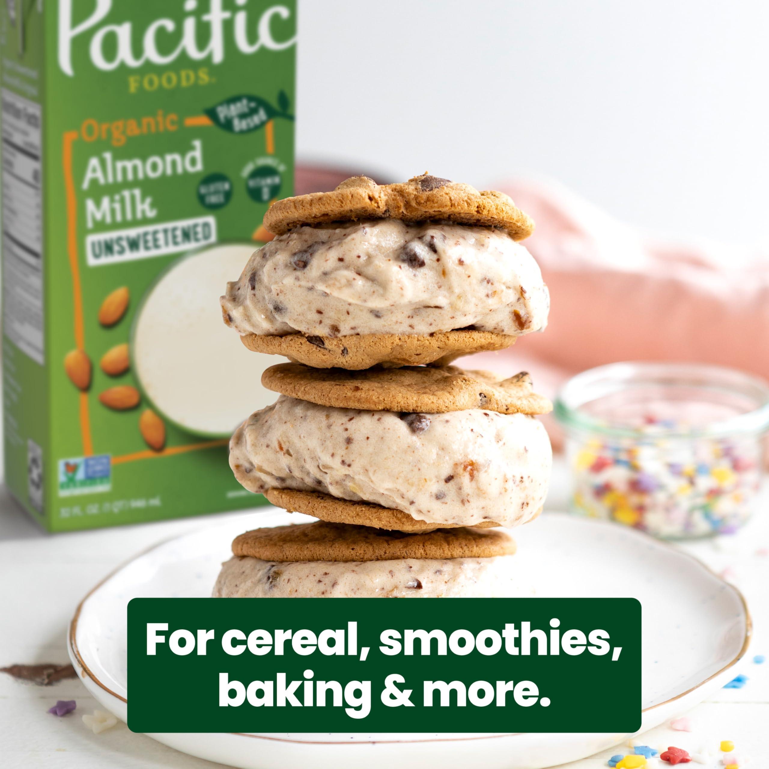 Pacific Foods Pacific Foods Organic Unsweetened Almond Milk, Plant Based Milk, 32 oz Carton (Pack of 2)