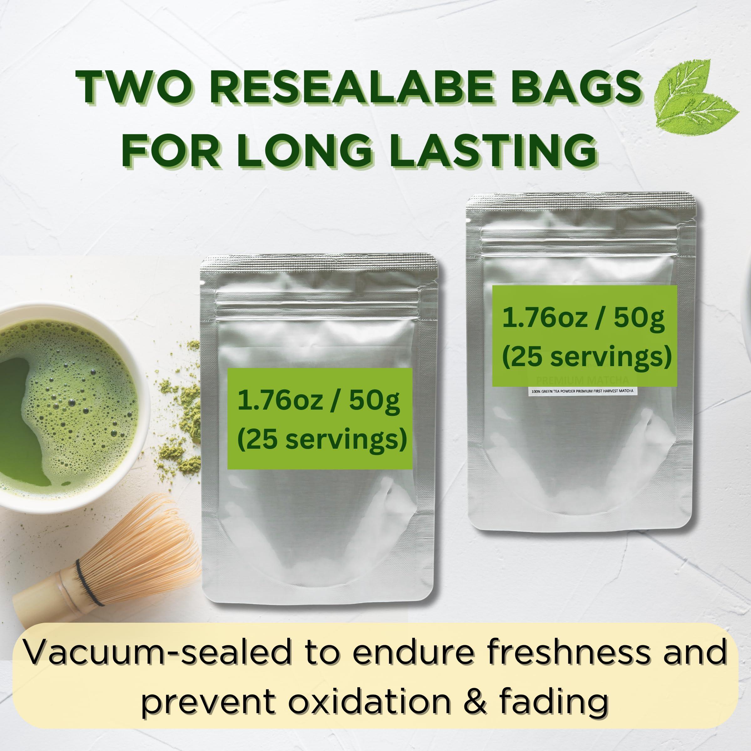 SATOEN GROUP Satoen Jasmine Ceremonial Grade Matcha Powder - Matcha Ceremonial Grade Green Tea Powder from Spring First Harvest with Jasmine Flavor - Ideal for Matcha Tea, Iced Tea, Ice Lattes - Japanese Tea Maker - 3.52 oz (100g) - Pack of 2 bags