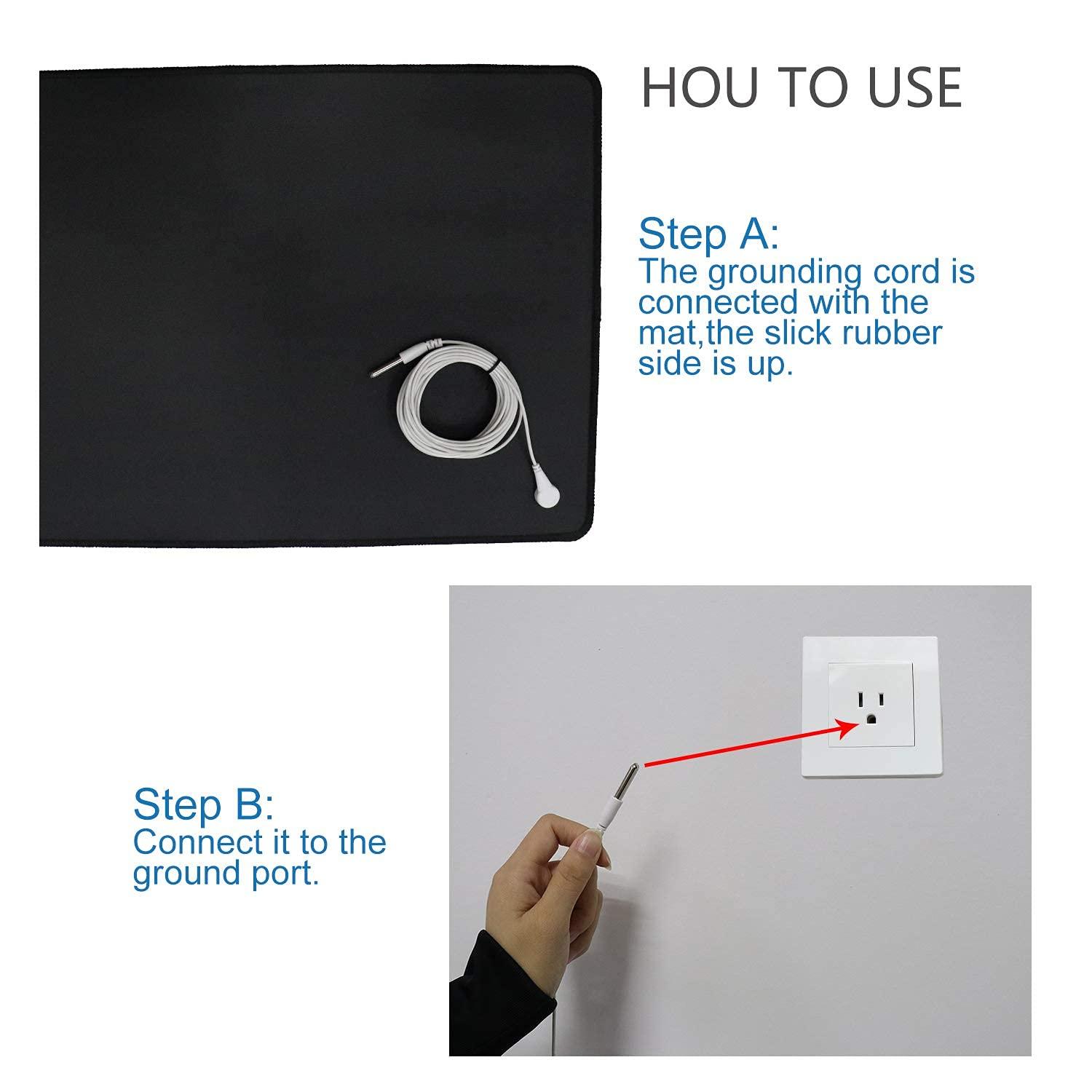 NIULAFR Grounding Mat,35.4x23.6 inches,Reconnect to The Earth EMF Recovery,for Foot Therapy, Universal Grounding Sleep Mat, Grounding Yoga Mat,Improve Energy,Sleep Assist and Helps with Anxiety Black