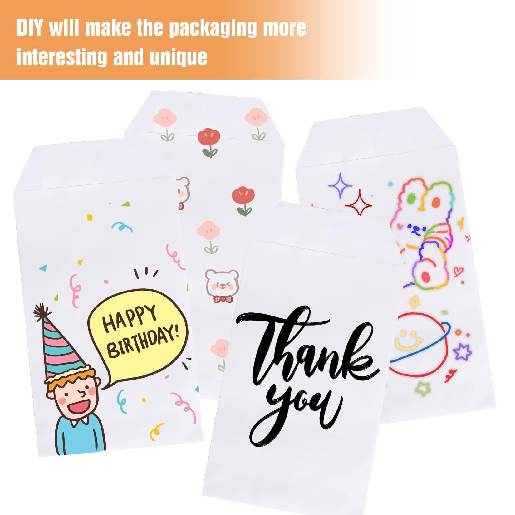 Florskoye Florskoye Flat Kraft Paper Treat Bags White 100 Pack, 4x6 Inch Small Paper Bags for Gift Sandwich Candy Cookie Snacks Doughnut Popcorn Craft Jewelry Merchandise Party Favor Bags ( White 3.9x5.9 Inches)