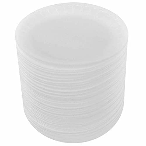 GENERIC 50 Pack Premium Foam Plastic Plates 6 Inch Party White Soak Proof Heavy Duty 6\"
