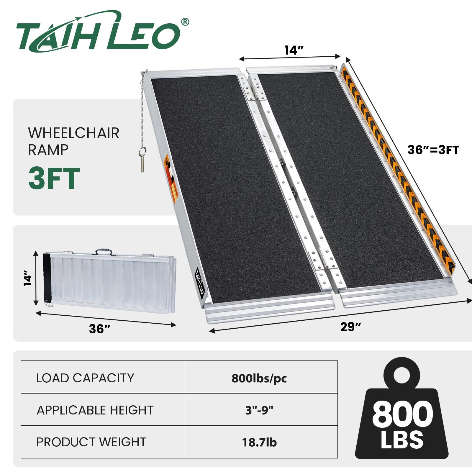 TaiH Leo TaiH Leo 3FT & 7FT Wheelchair Ramps, 800 LBS Capacity Wheel Chair Ramp, Portable Wheelchair Ramp Scooter Ramp, for Home, Steps, Stairs, Doorways, Curbs Black