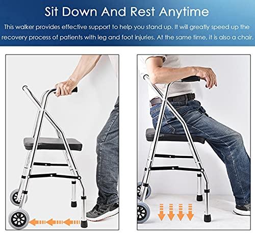 LSMK Rollator Walker with Seat 400 Lbs, Lightweight Sit to Stand Walker/Mobility Walker for Seniors Adults Elderly Women, Walker Aids with Handle and Wheels