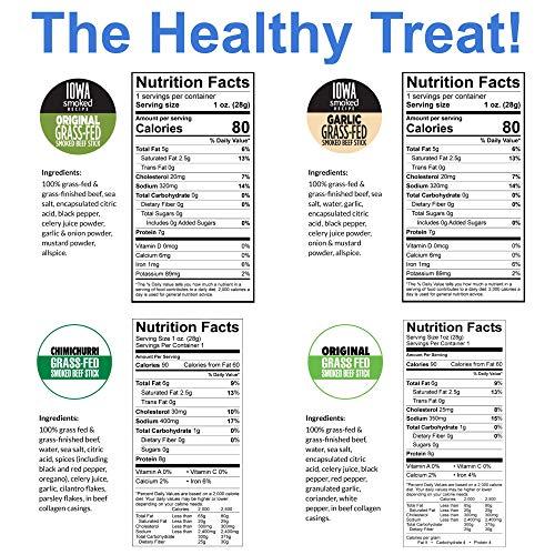 Sogo Snacks Mild Variety, Sogo Snacks, 4 No Sugar, 100% Grass-fed/finished, Non-GMO, Beef Flavors. No Nitrates, Gluten, Soy, MSG, Dairy, Nuts. Keto Friendly (6 Org-ISR, 6 Garlic-ISR, 6 Org, 6 Chimi, 24-cnt, 1-oz)