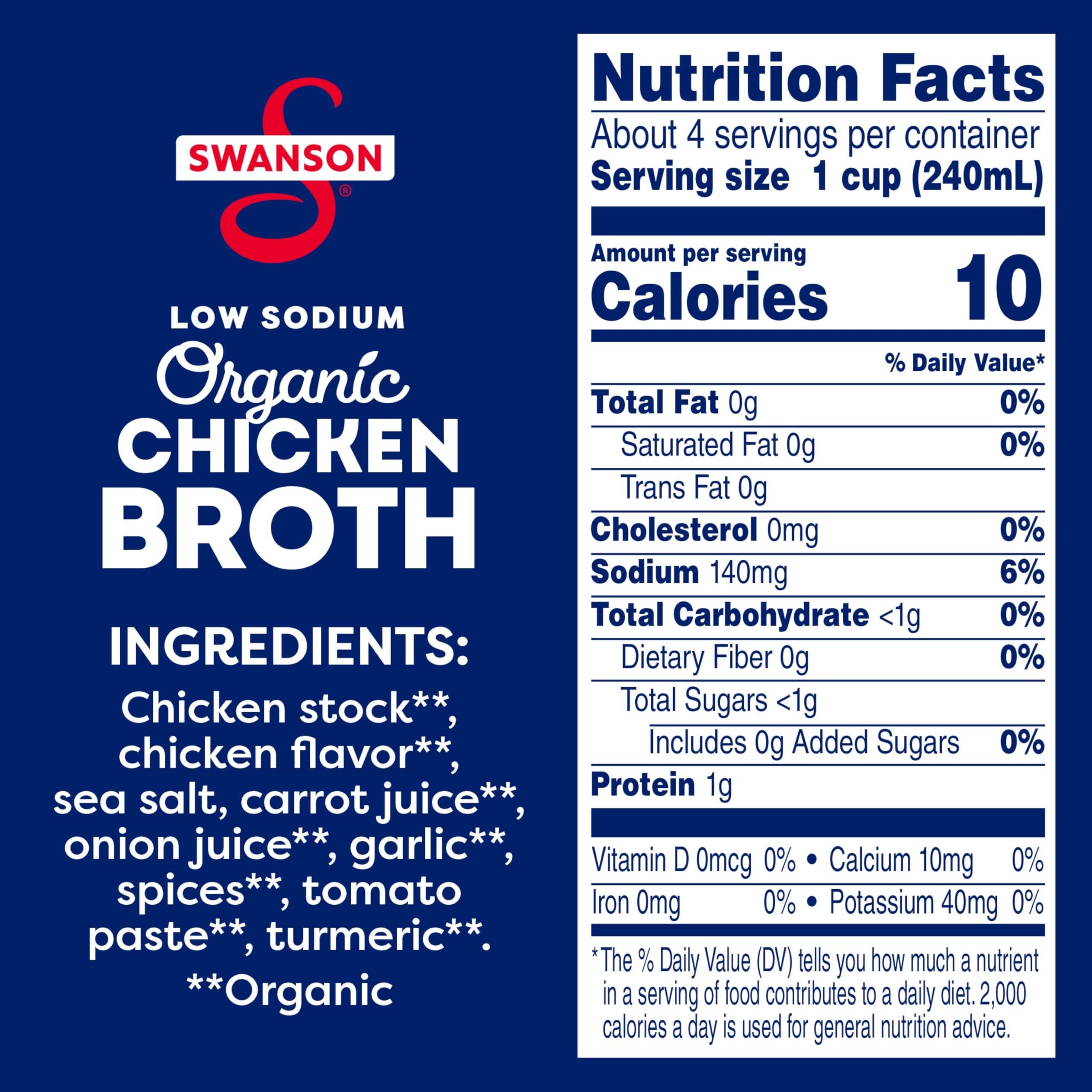 SWANSON S Swanson 100% Natural Low Sodium Organic Chicken Broth, 32 oz Carton