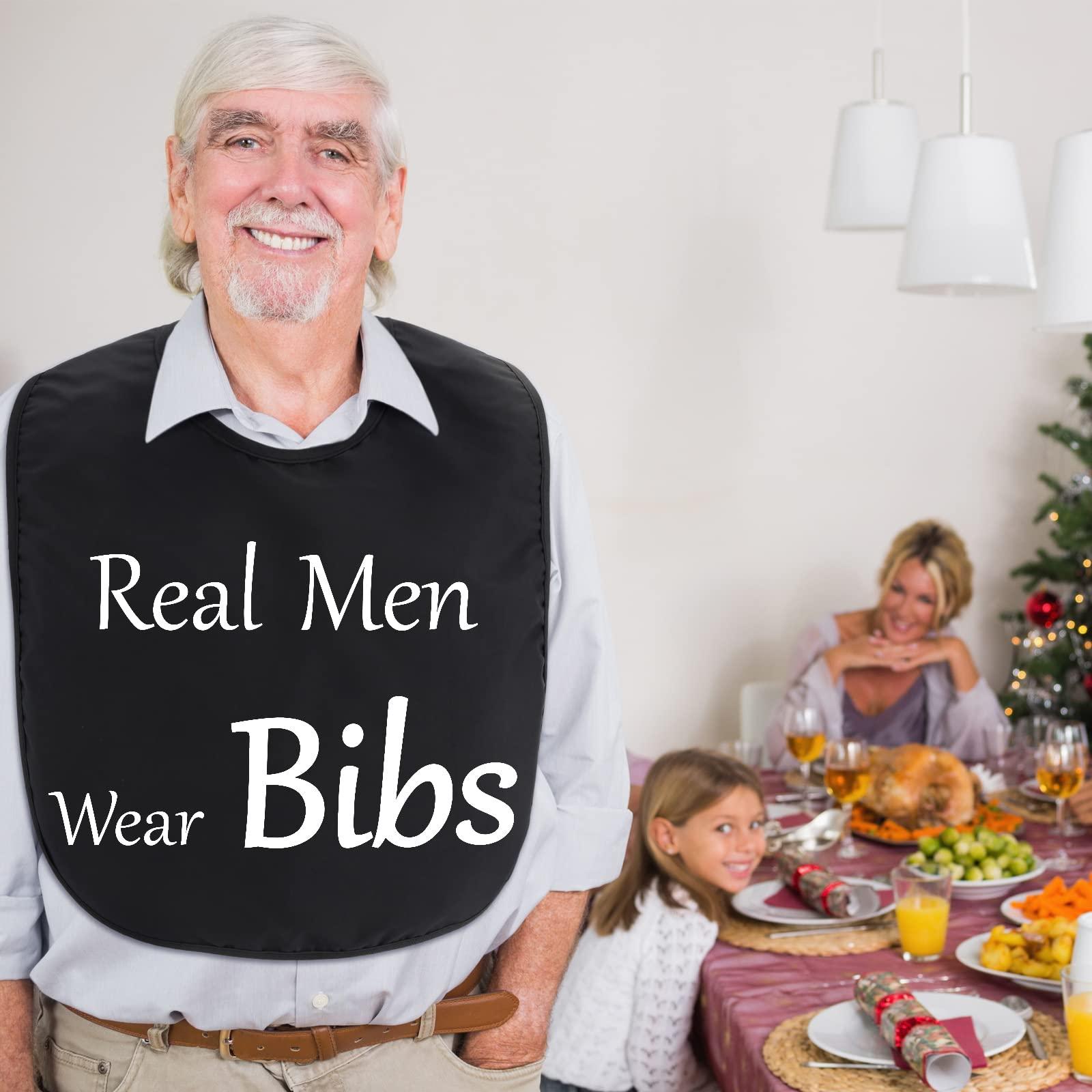 Zhanmai Zhanmai 4 Pcs Funny Large Adult Bibs Washable Dining Clothing Protectors for Women Men Eating Feeding (Elegant Style)