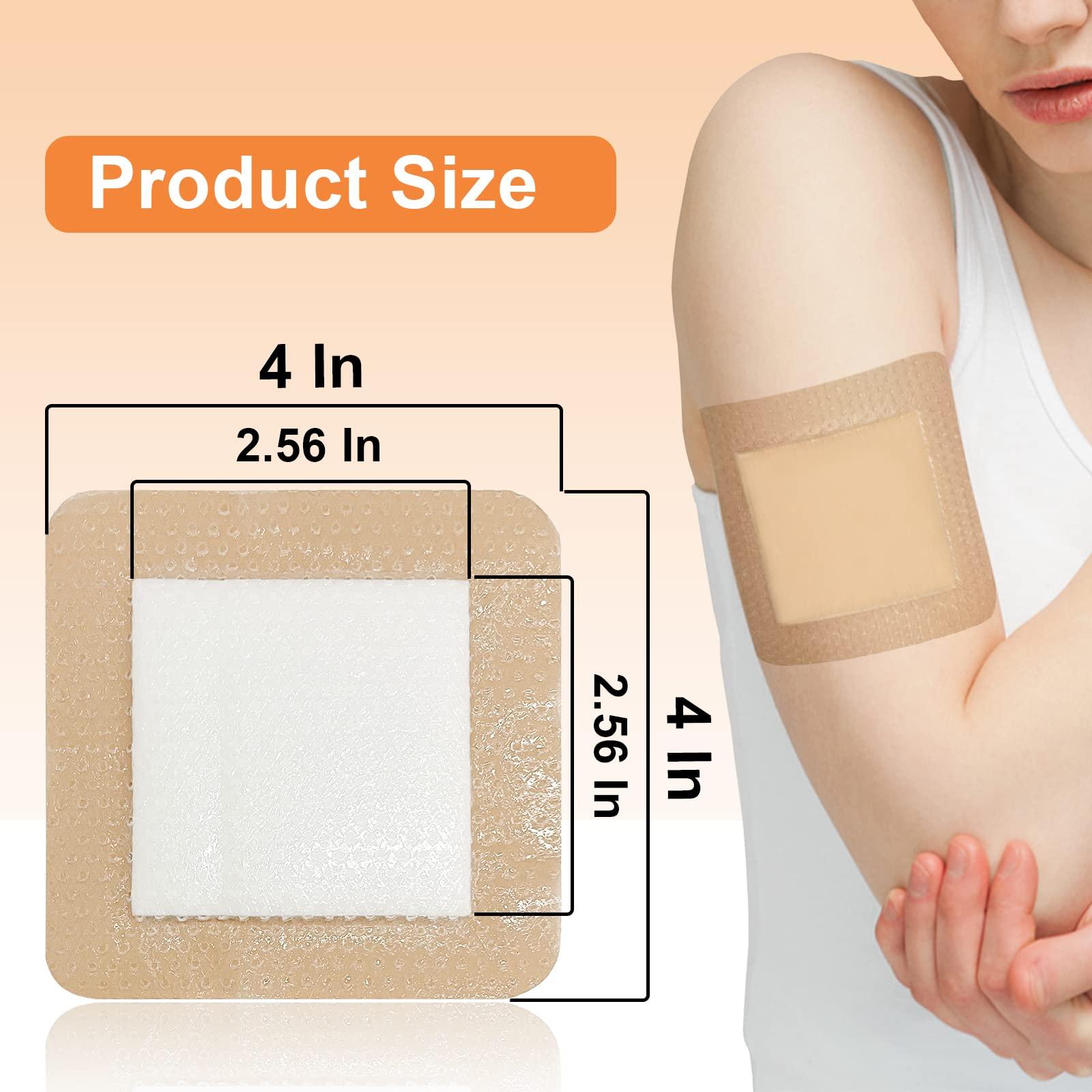 CARBOU Carbou Silicone Foam Dressing with Adhesive Gentle Border,10 Pcs 4\"x4\" and 5 Pcs 2\"x 2\"Adhesive Waterproof and High Absorbency Square Wound Care Dressing Bandage for Pressure Sore, Leg Ulcer, Diabet