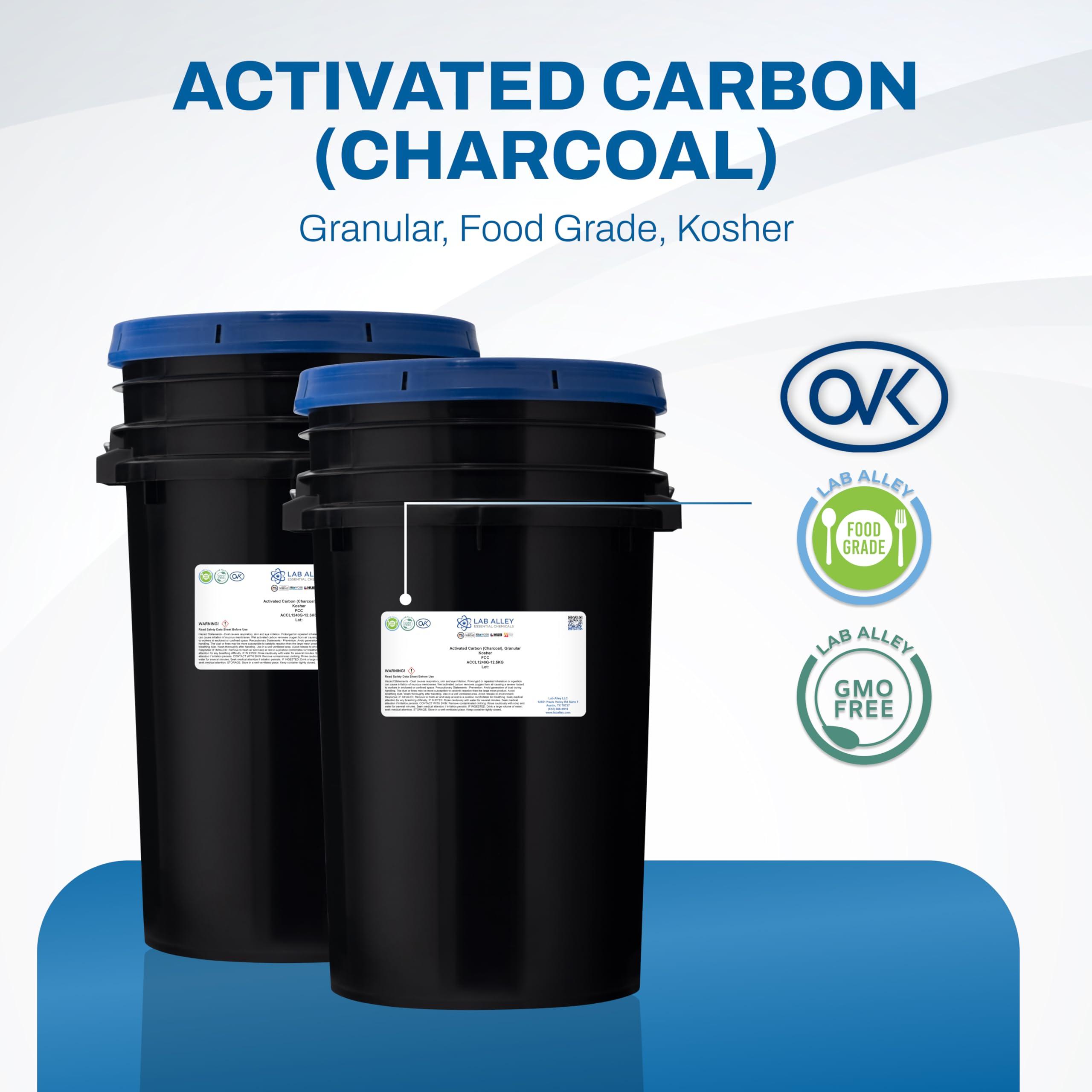 Lab Alley Lab Alley Activated Carbon (Charcoal), Granular, Food Grade, Kosher Certified, Ideal for Water Filtration, Air Filtration, Skin Care, and More (25 Kilograms)