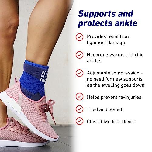 Neo-G Neo-G Ankle Brace with Figure of 8 Strap Neoprene Ankle Brace for Ligament Damage, Arthritis, for Sprained Ankle, Weak Ankles Class 1 Medical Device - One Size