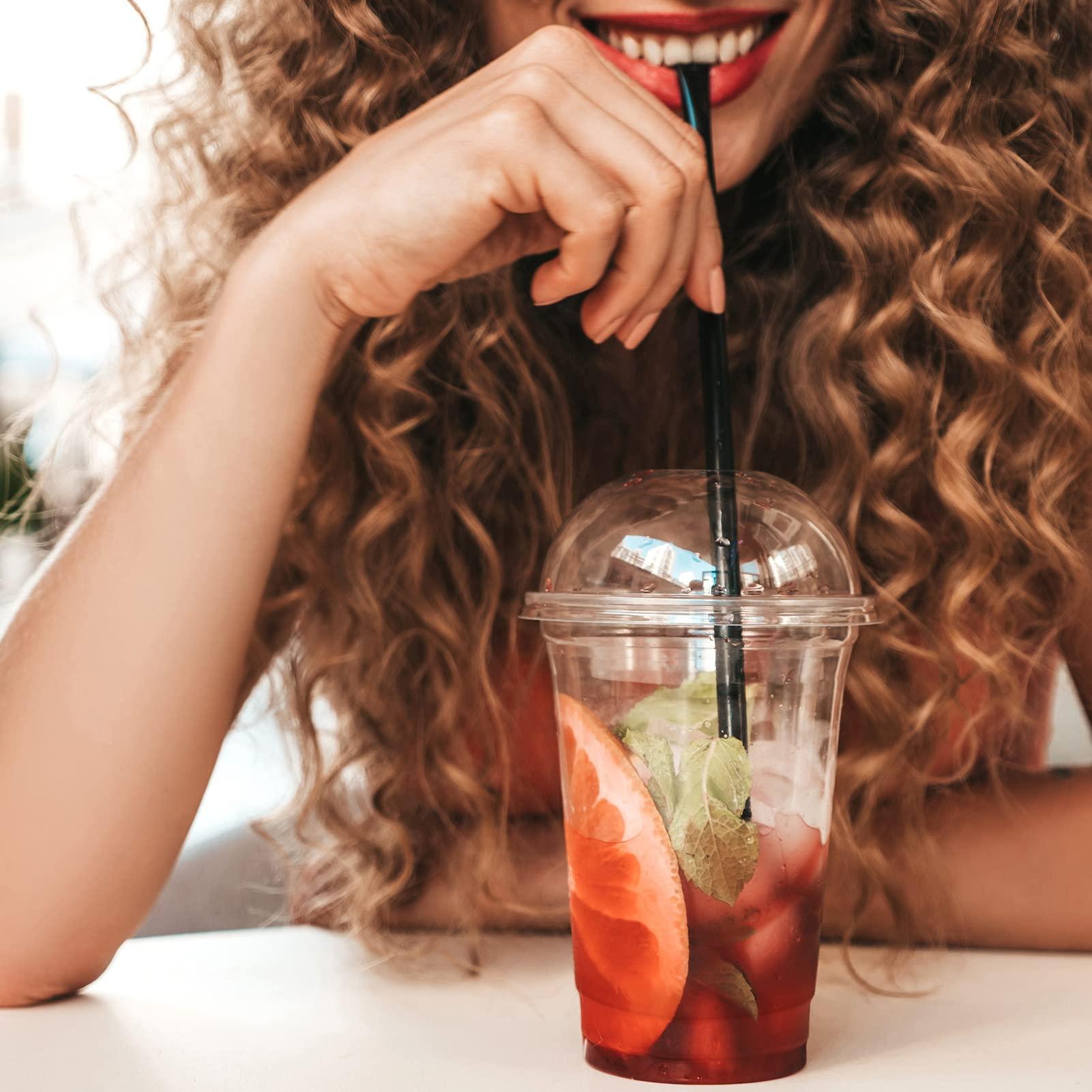 FOCUSLINE FOCUSLINE 200 PACK 16oz Clear Plastic Cups with Lids, Disposable Cold Drinking Cups, 16 Ounce Large Clear Cups with Dome Lids with Holes for Smoothie, Milkshake, Bubble Tea, Parfait