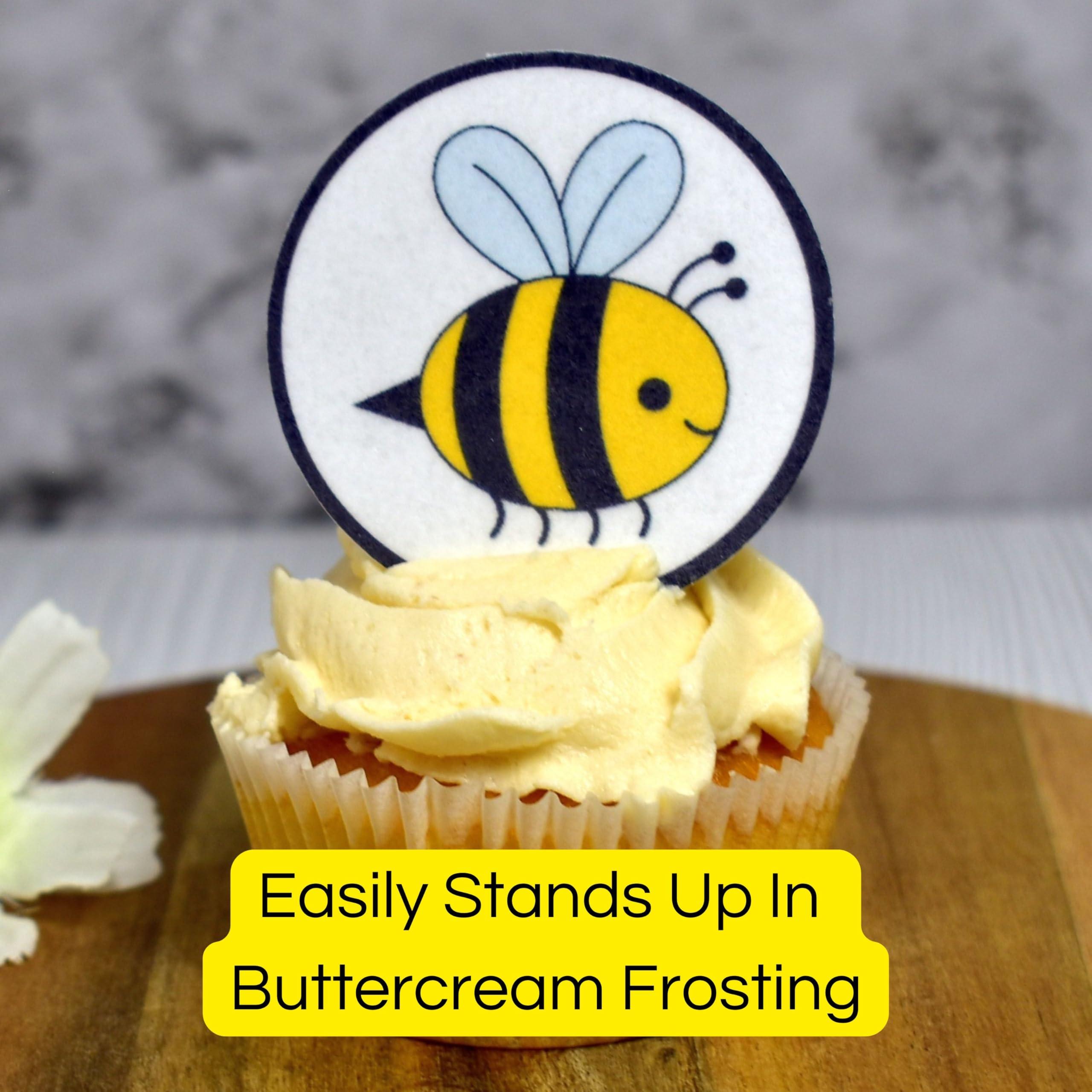 Cian's Cupcake Toppers Ltd 24 Easter Mix Edible Cupcake Toppers - Stand Up Wafer Cake Decorations, Easter Bunny Cake Topper, Easter Party Decorations, Cookie Baking Supplies, Bright Easter Cake Decorations 4.5cm / 1.77 Inch