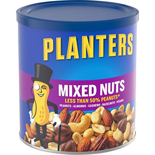 Planters Planters Mixed Nuts Less Than 50% Peanuts with Peanuts (Almonds, Cashews, Hazelnuts & Pecans, 12 ct Pack, 15 oz Canisters)