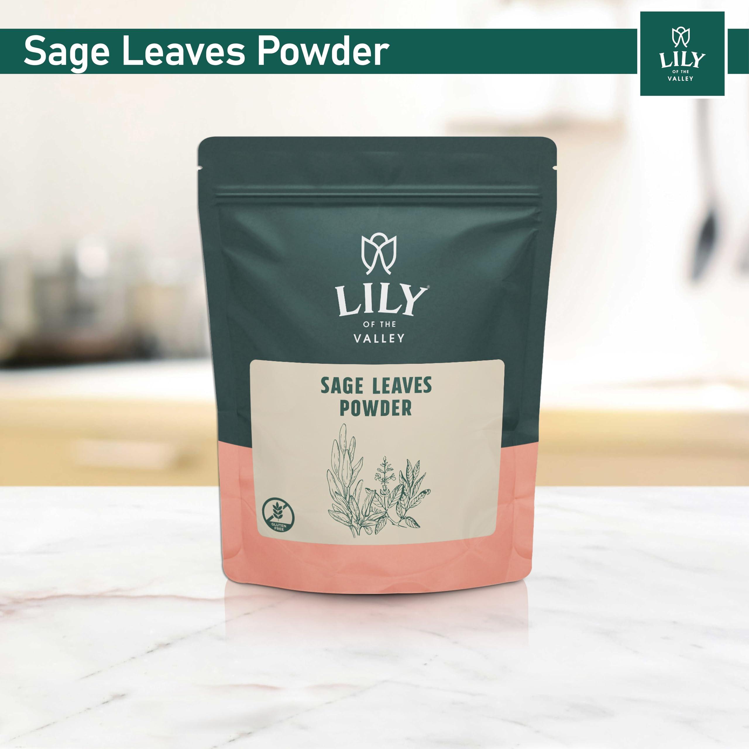 LILY OF THE VALLEY Lily of the Valley Sage Leaf Powder - Ground Dried Sage leaves - Seasoning Herb Spice - No Fillers & No Additives - Great for Cooking - Vegan & Gluten-Free - Packed in Resealable Pouch (16oz, 453g)