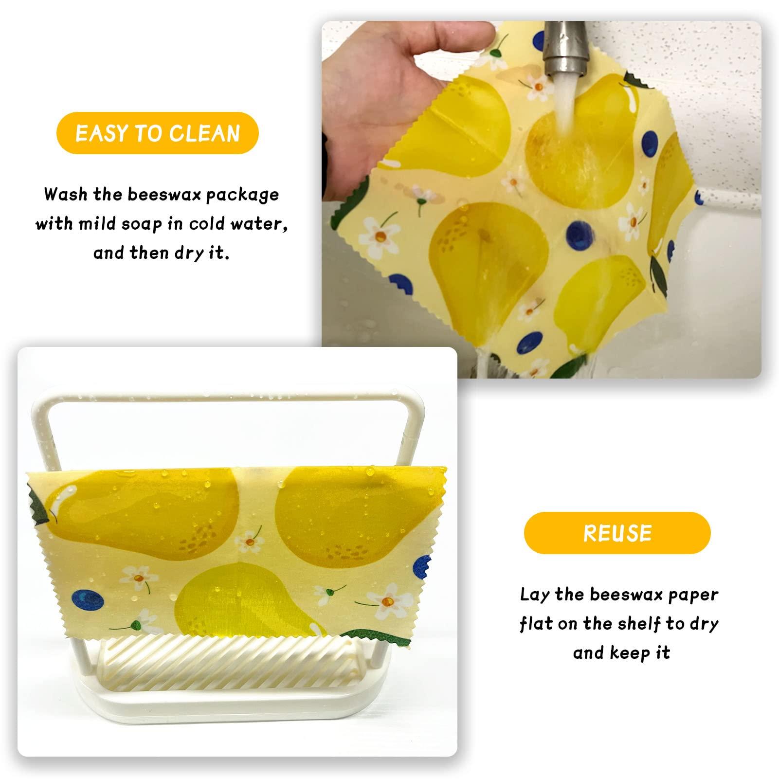 WDG Reusable Beeswax Wrap - 9 Pack, Beeswax Wraps for Food, Eco-Friendly Beeswax Food Wrap, Organic, Sustainable, Biodegradable, Zero Waste, Plastic-Free Food Storage (1L Orange | 3M Lemon | 5S Pear)