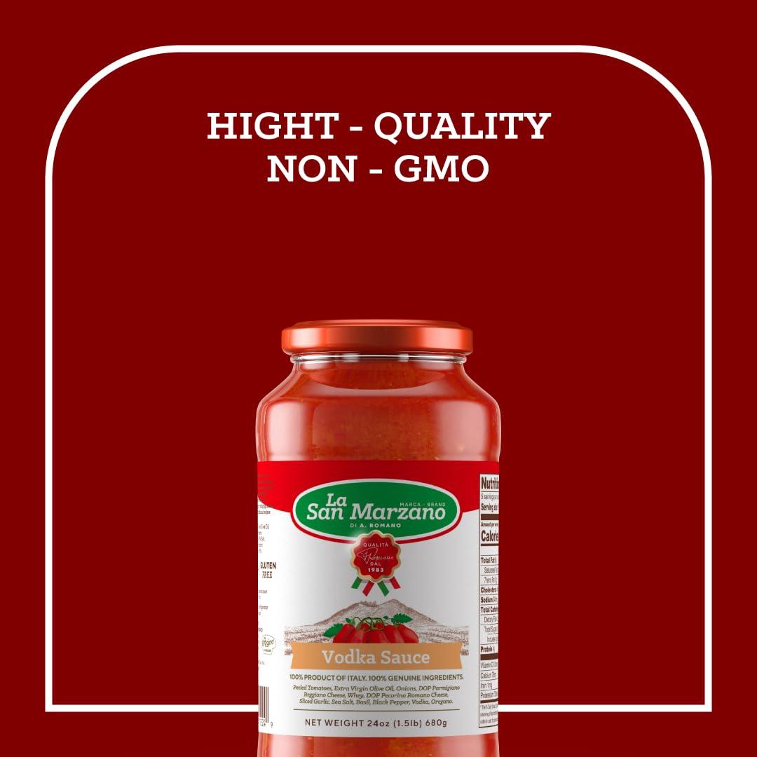 La San Marzano La San Marzano - Vodka Sauce - Pasta Sauce with 100% Italian Tomatoes Made in Italy - Peeled Tomatoes with Fresh and Natural Ingredients Gluten Free, Kosher 24 Ounce Jar