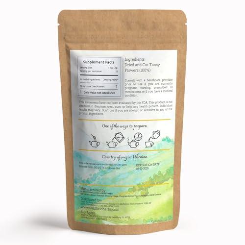 WILDFIELD HERBS 1.8 oz. Pishma Tea Tansy Flowers Herbal Tea (Tanacetum Vulgare L.) - 50g Dried Cut Tansy Flowers Herb Tea
