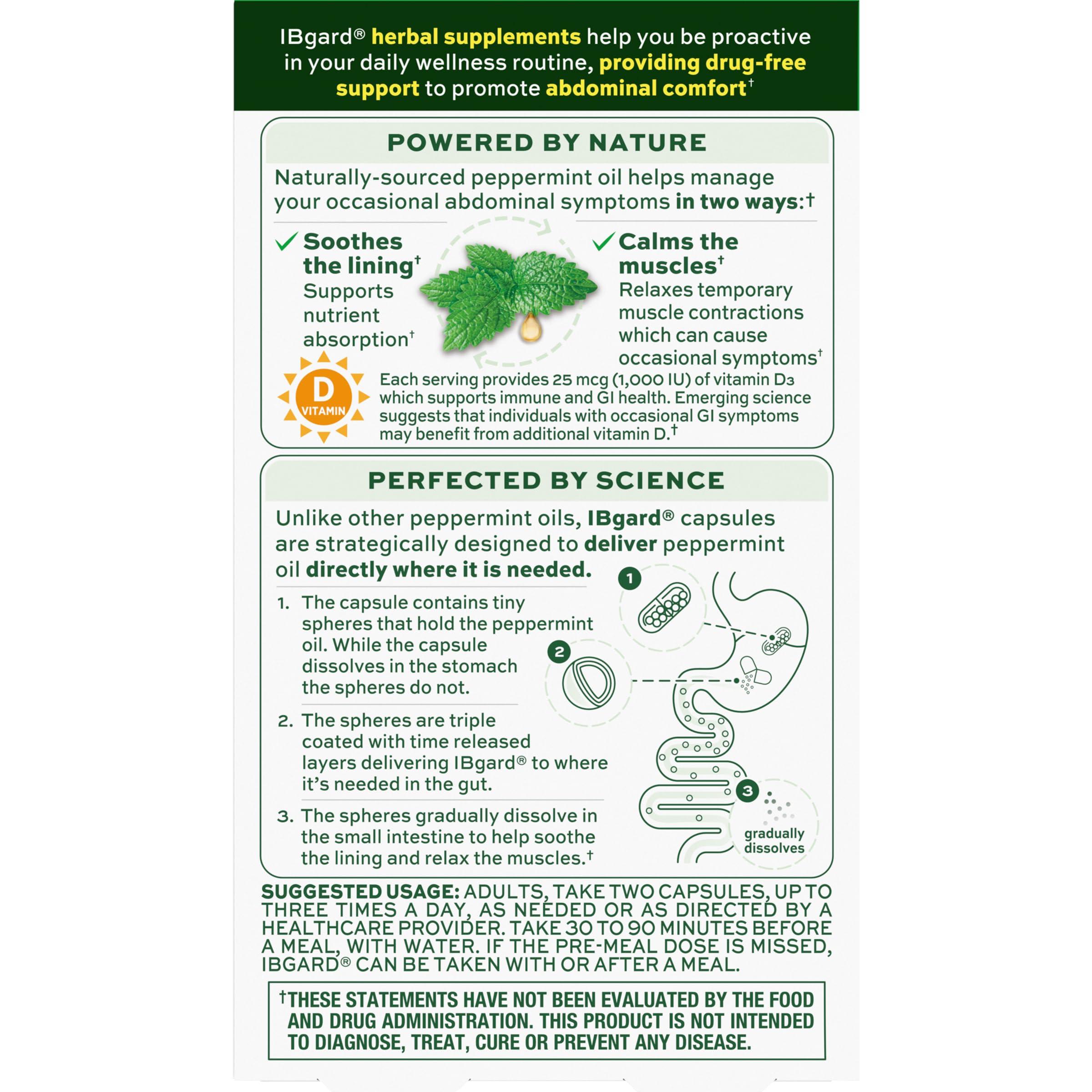 IBgard IBgard with Vitamin D, Peppermint Oil Capsules, Supports Immune and GI Health, 48 Capsules (Packaging May Vary)