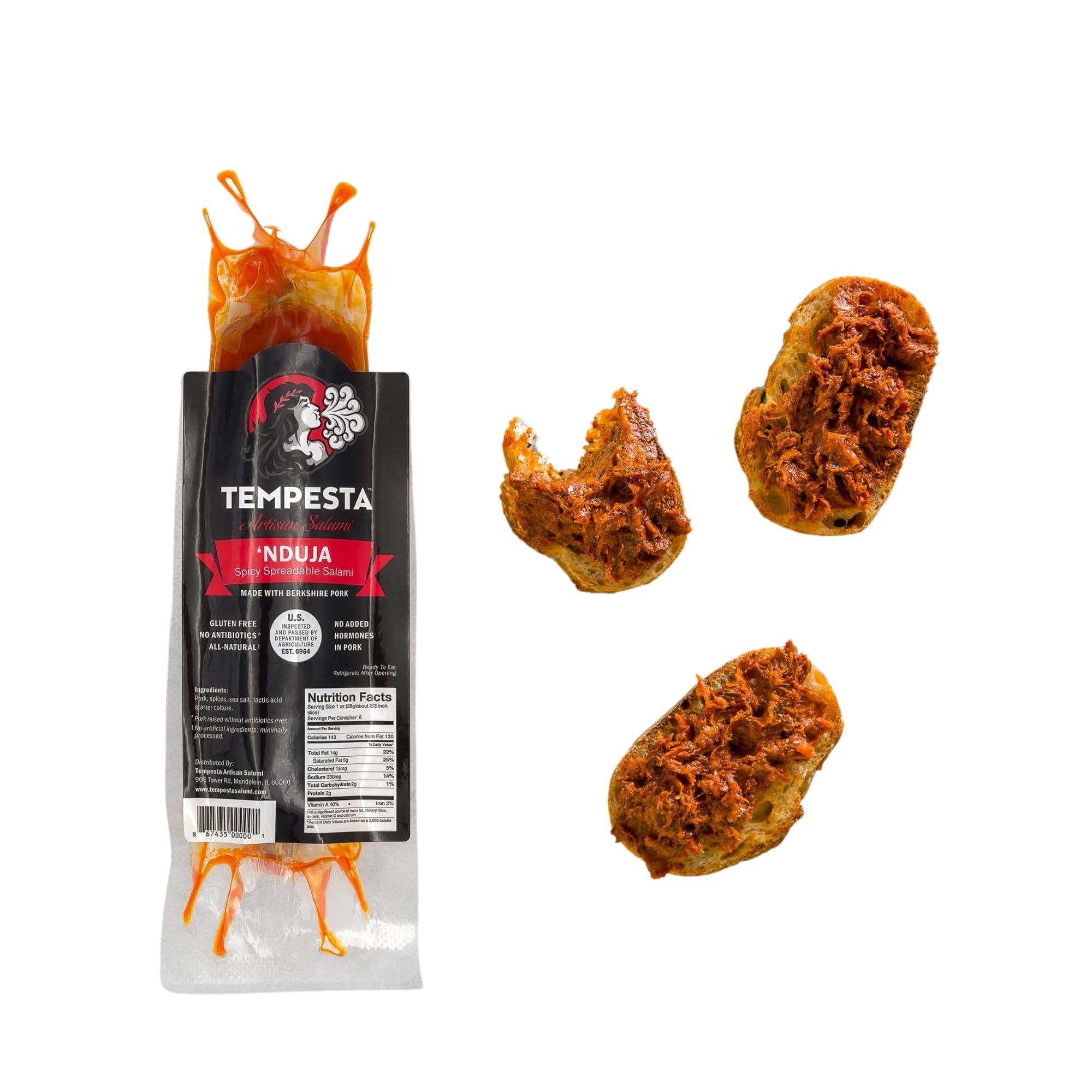 TEMPESTA Tempesta Artisan Salumi | Nduja | Spicy Spreadable Salami | Famous and Versatile Calabrian Salami, 4.5 oz each [Pack of 3]