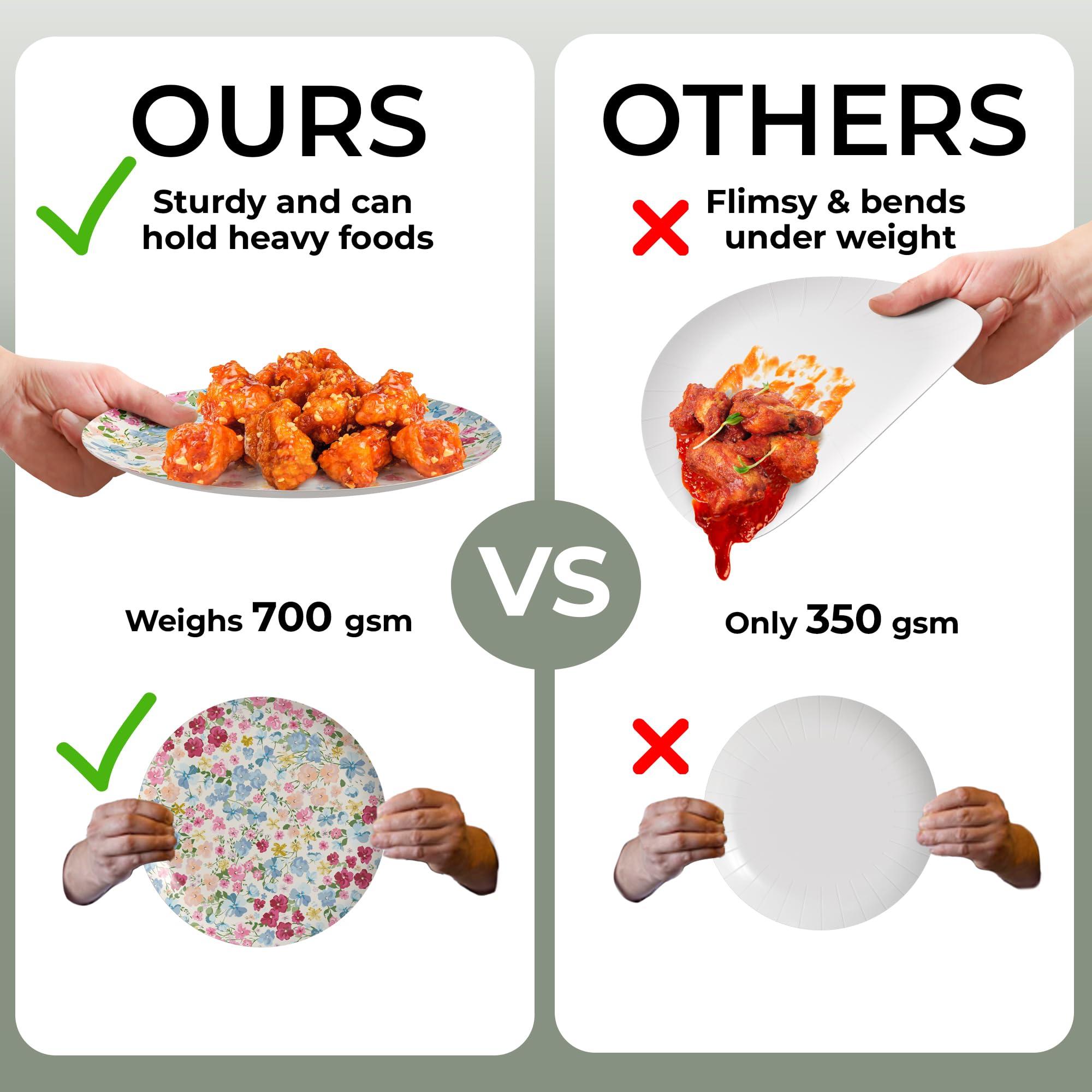 Trendables Trendables Floral Paper Plates 40 Pcs Fancy Disposable Plates for Party Set - 20 Guests 20 X 8 Small Paper Plates Dessert Plates & 20 X Large Paper Plates 10 Inch Paper Plates Bulk | Meadow