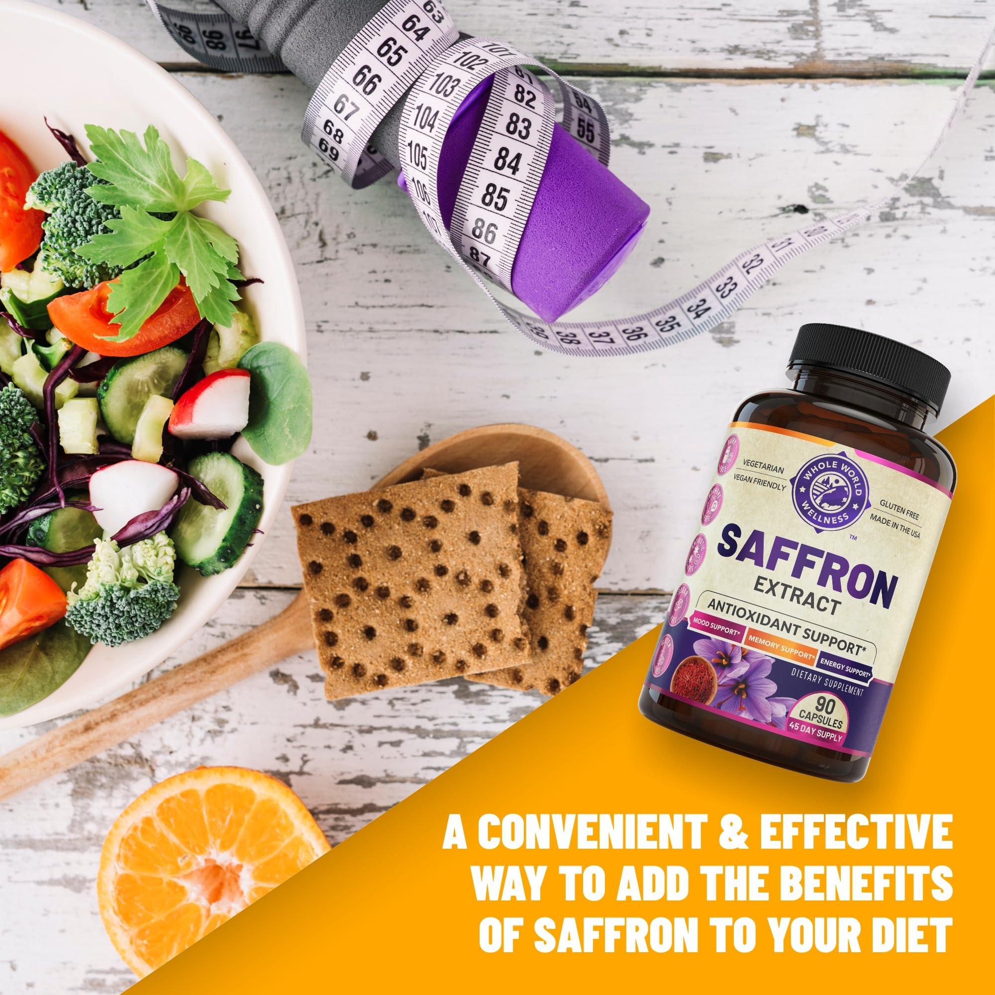 WHOLE WORLD WELLNESS Pure Saffron Extract & Organic Turmeric Curcumin Bundle (One Bottle Each). Supports Mood, Energy Boost, Metabolic Function. USA Made.