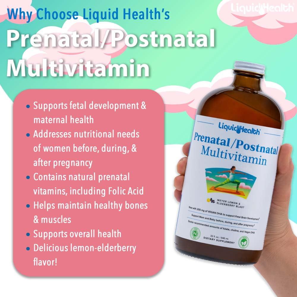 LIQUIDHEALTH LIQUIDHEALTH Complete Multiple & Prenatal/Postnatal Multiple Liquid Vitamin Bundle - Adult Daily Multivitamins for Men & Women, Immune Support, Pregnancy Vitamins for Mom & Baby - Vegan, Whole Foods