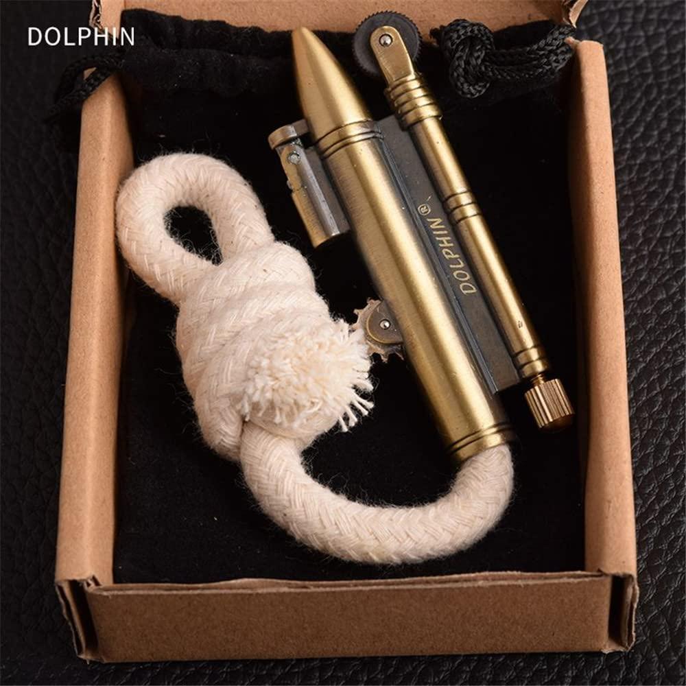 VAGILE 3PCS Windproof Rope Lighter Sailors Trench Vintage Lighter WWII Lighters Portable Survival Shepherds Lighter Outdoor Camping, No Need for Kerosene/Gas, Gifts Army Navy (Bronze + Silver + Golden B)
