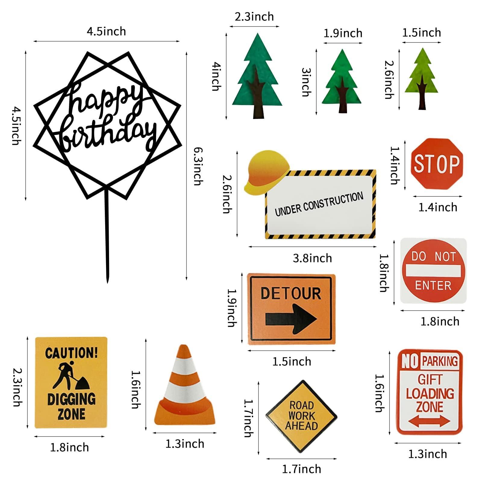 LEFUBABY 27 PCS Mini Construction Vehicles Cake Decoration Set Truck Road Sign Cake Toppers Construction Birthday Party Supplies