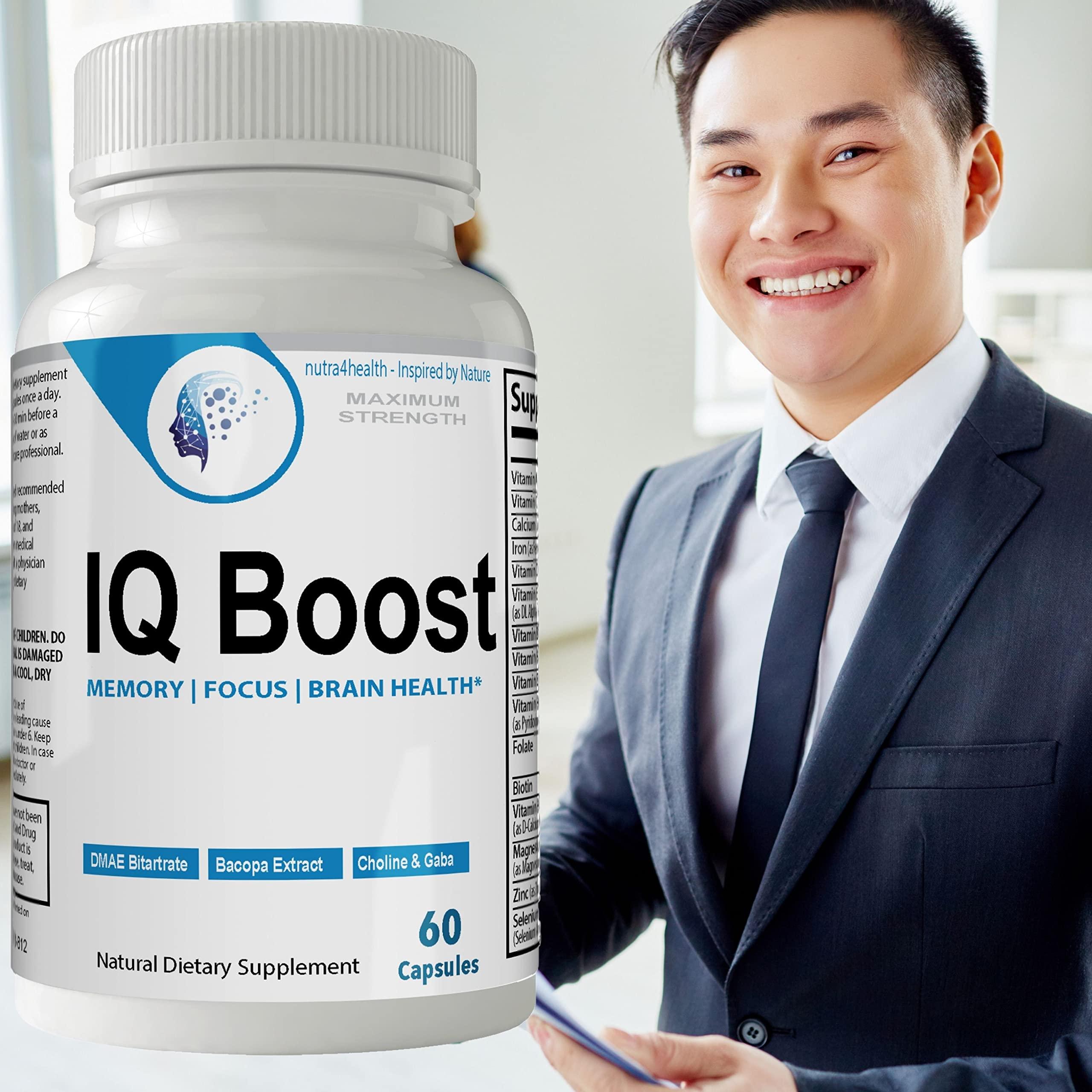 nutra4health LLC IQ Boost Smart Pill Optimal Cognitive Support Brain Omega Original Nootropic Pills Capsules by nutra4health