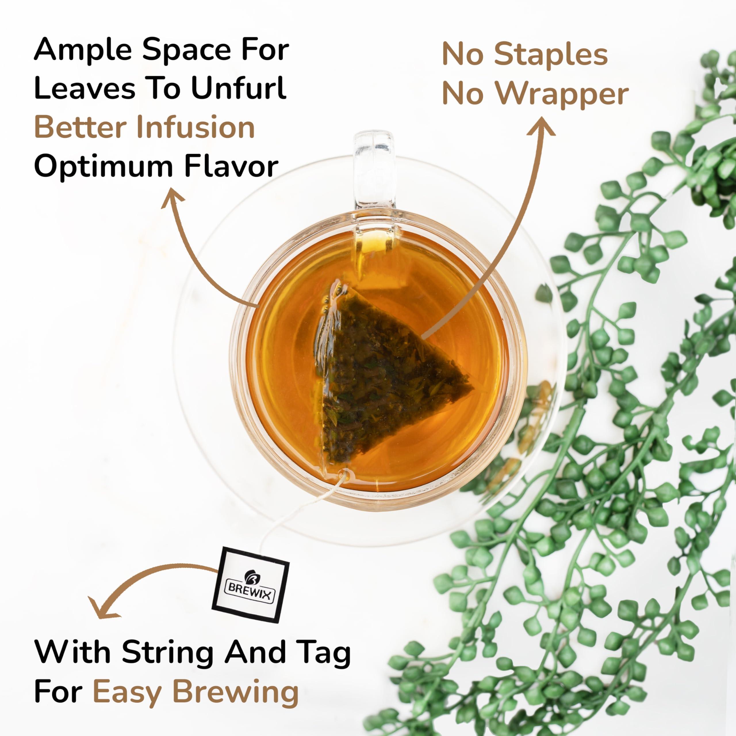 BREWIX BREWIX, Moroccan Mint Tea (20 Pyramid Tea Bags) | Soothes Your Belly | Calming, Fresh and Cool | Caffeine Free Herbal Tea | No Sugar & No Caffeine