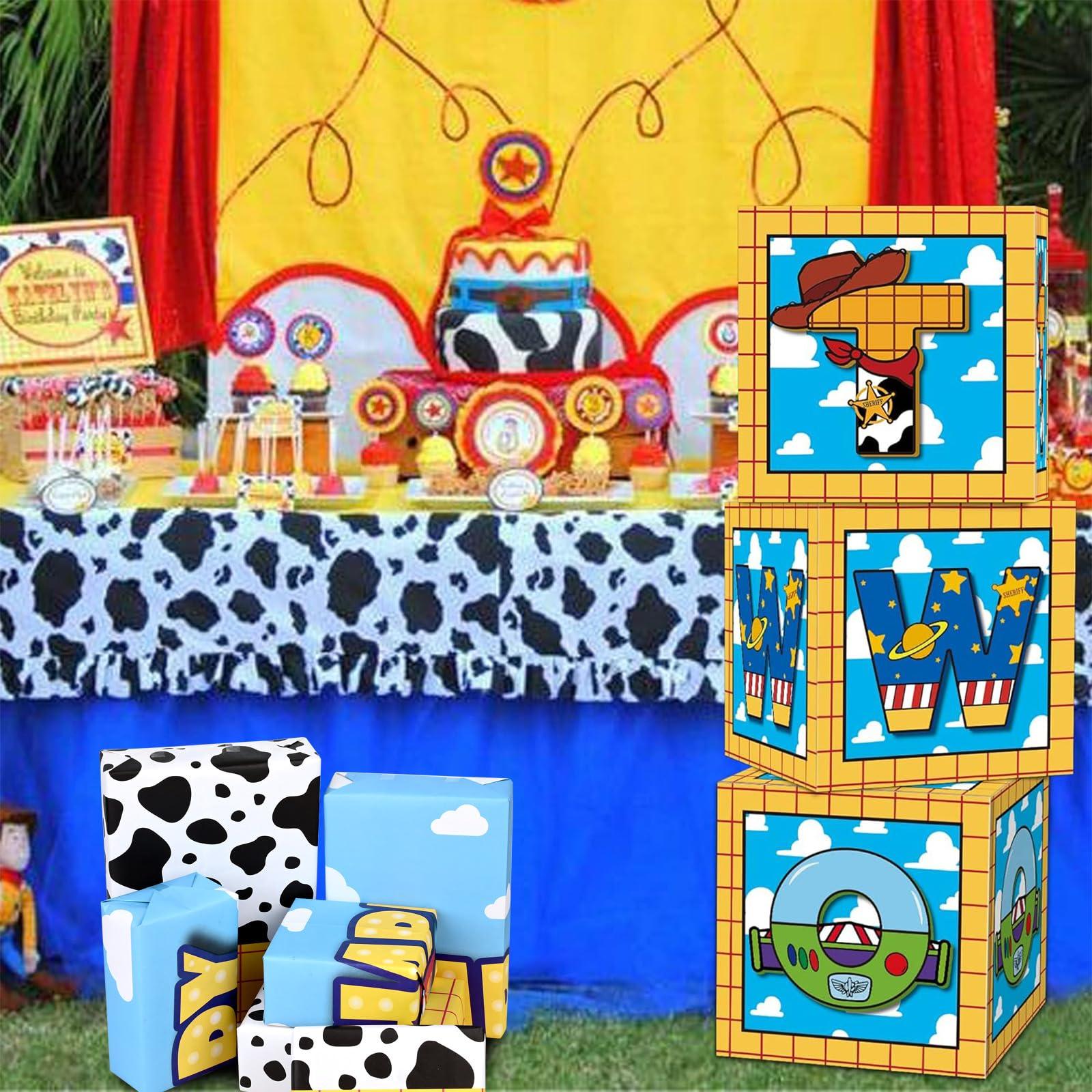 Bolsome Bolsome 12 Sheets Cartoon Story Birthday Wrapping Paper Blue Sky White Clouds Cow Printed Gift Wrap Paper for Kids for Baby Shower Cartoon Themed Party DIY Craft, 19.7 27.5 Inches, Folded Flat
