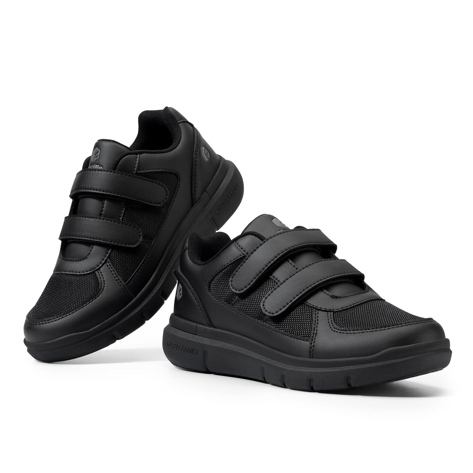 FitVille FitVille Diabetic Shoes for Men 10.5 Extra Wide, Breathable, Slip-Resistant, Walking Shoes (Jet Black)