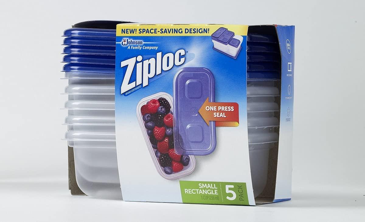 SC Johnson SC Johnson Ziploc Container, Small Rectangular, 5 ct