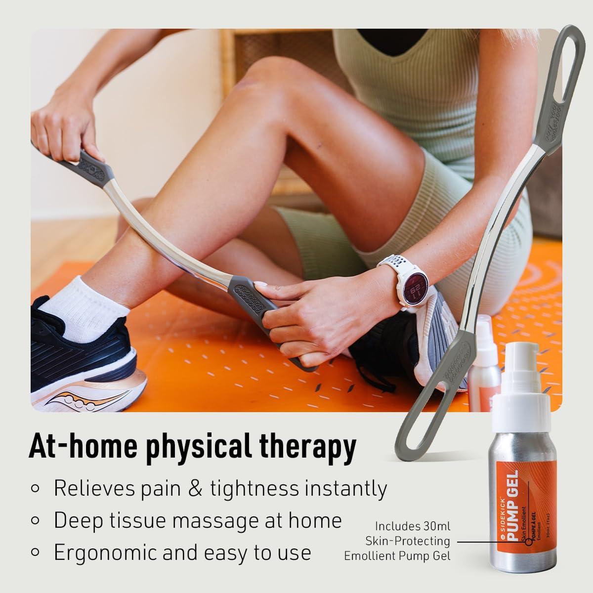 SIDEKICK Sidekick Bow Muscle Scraper - Stainless Steel Gua Sha Tool Full Kit Designed for IASTM to Relieves Back, IT Band, & Large Muscle Pain - Relieves IT Band Syndrome & Quad/Hamstring Strain