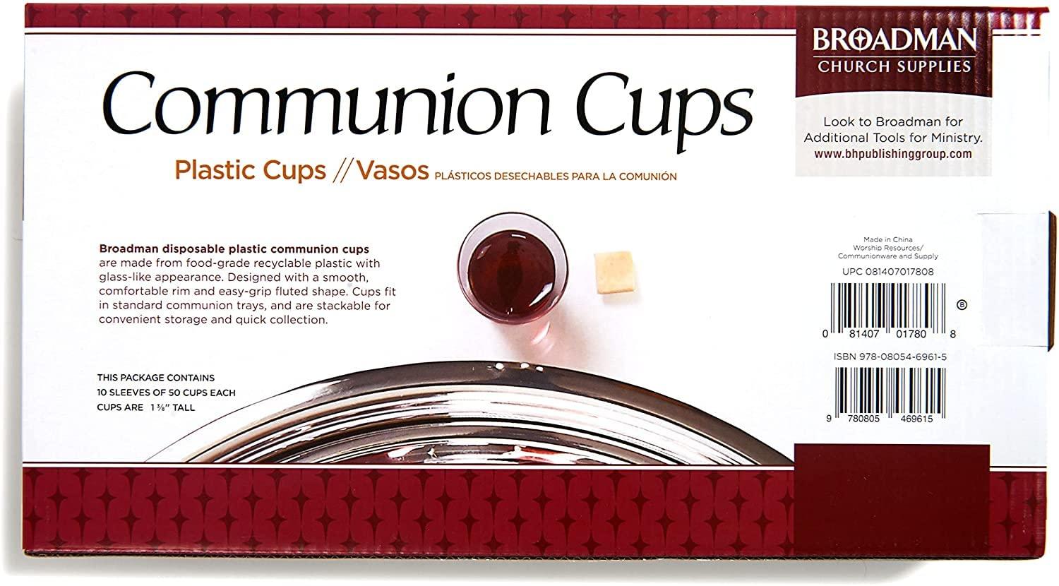 BROADMAN CHURCH SUPPLIES BROADMAN CHURCH SUPPLIES Plastic, Disposable, Recyclable Communion Cups, 500 Count