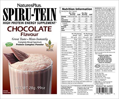Nature's Plus NaturesPlus SPIRU-TEIN Shake - Chocolate - 8 Packets, Spirulina Protein Powder - Plant Based Meal Replacement, Vitamins & Minerals for Energy - Vegetarian, Gluten-Free - 8 Servings