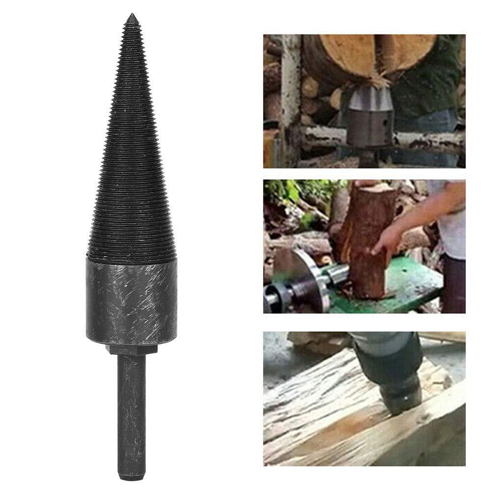 Hilitand Hex Shank Firewood Drill Bit Wood Splitter, 1.3in High Hardness Splitting Cone Reamer Punch Drilling Tool for Family Outdoor Camping Farm