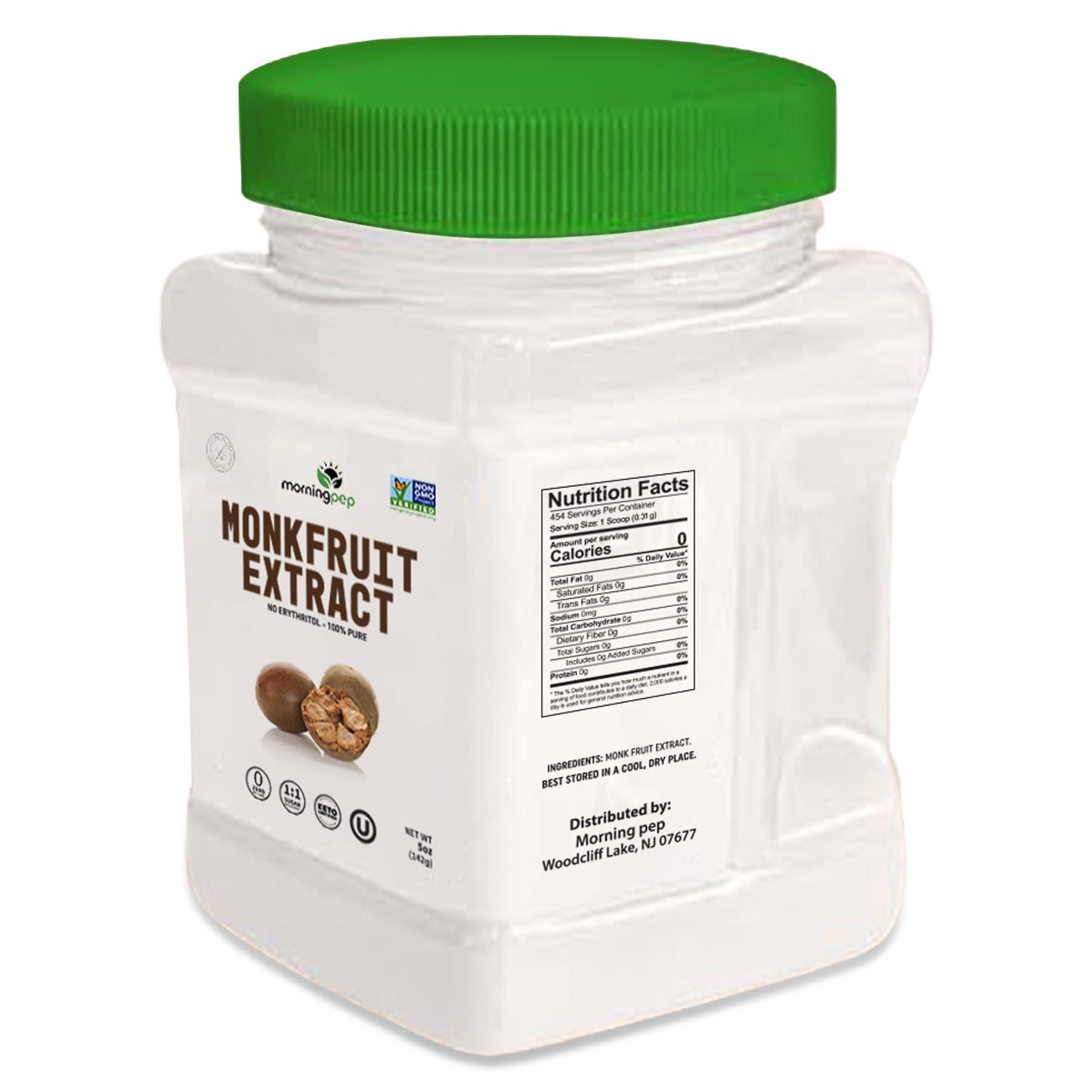 Morning Pep Morning Pep 100% Pure Monk Fruit extract sweetener, No Erythritol, Monkfruit Extract Powder, NON-GMO Project Verified, Keto Certified, OU kosher, No Fillers Zero Calories | Over 450 Servings | 5 oz