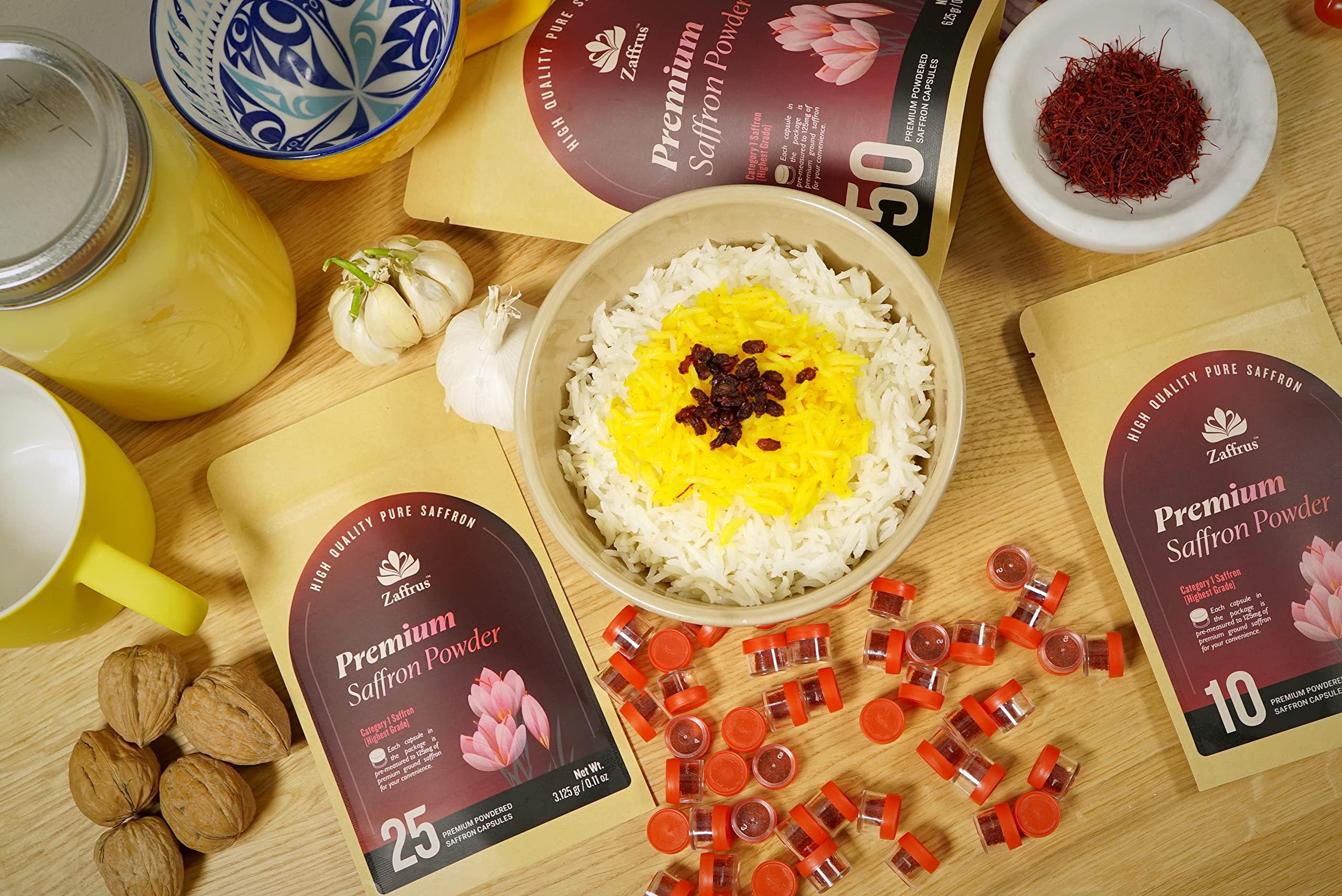 Zaffrus Zaffrus - Premium Saffron Powder for Cooking, Athletes, Specialty Drinks Fans - Pack of 5 (0.625 gr/ 0.022 oz)