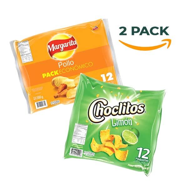 Fritos lay Papas Margarita De Pollo/Choclitos Sabor Limon 12 Packs de 27 grs c/u - Corn Chips Lime Flavor 12 Packs of 95 oz each. Original Combo The Honest Price Store.