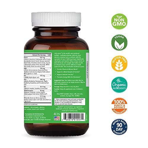 PURE ESSENCE LABS Pure Essence Labs LifeEssence Multivitamin for Women and Men - Natural Herbal Supplement - Vitamin D, Vitamin D3, Vitamin B12, Biotin with Whole Foods (120 Tablets)