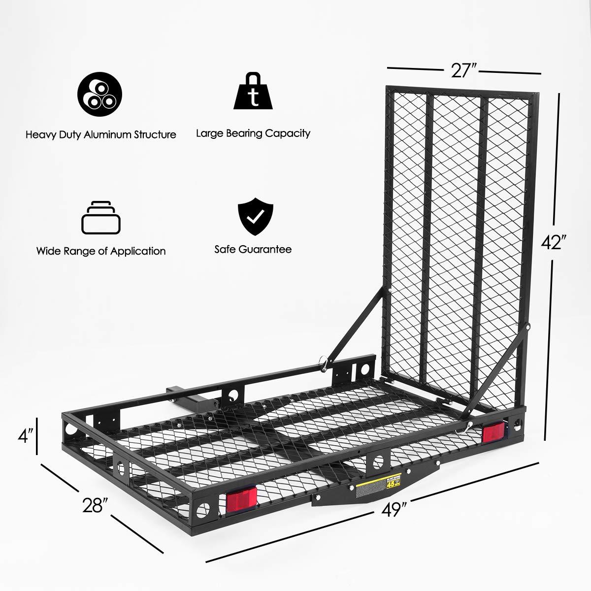 Nightcore Nightcore Foldable Wheelchair Carrier, Mobility Scooter Loading Ramp for 500 Lbs Capacity, Heavy Duty Strong Hitch Cargo with Ramp,Folded to 3 different positions, 49"X28"X4"