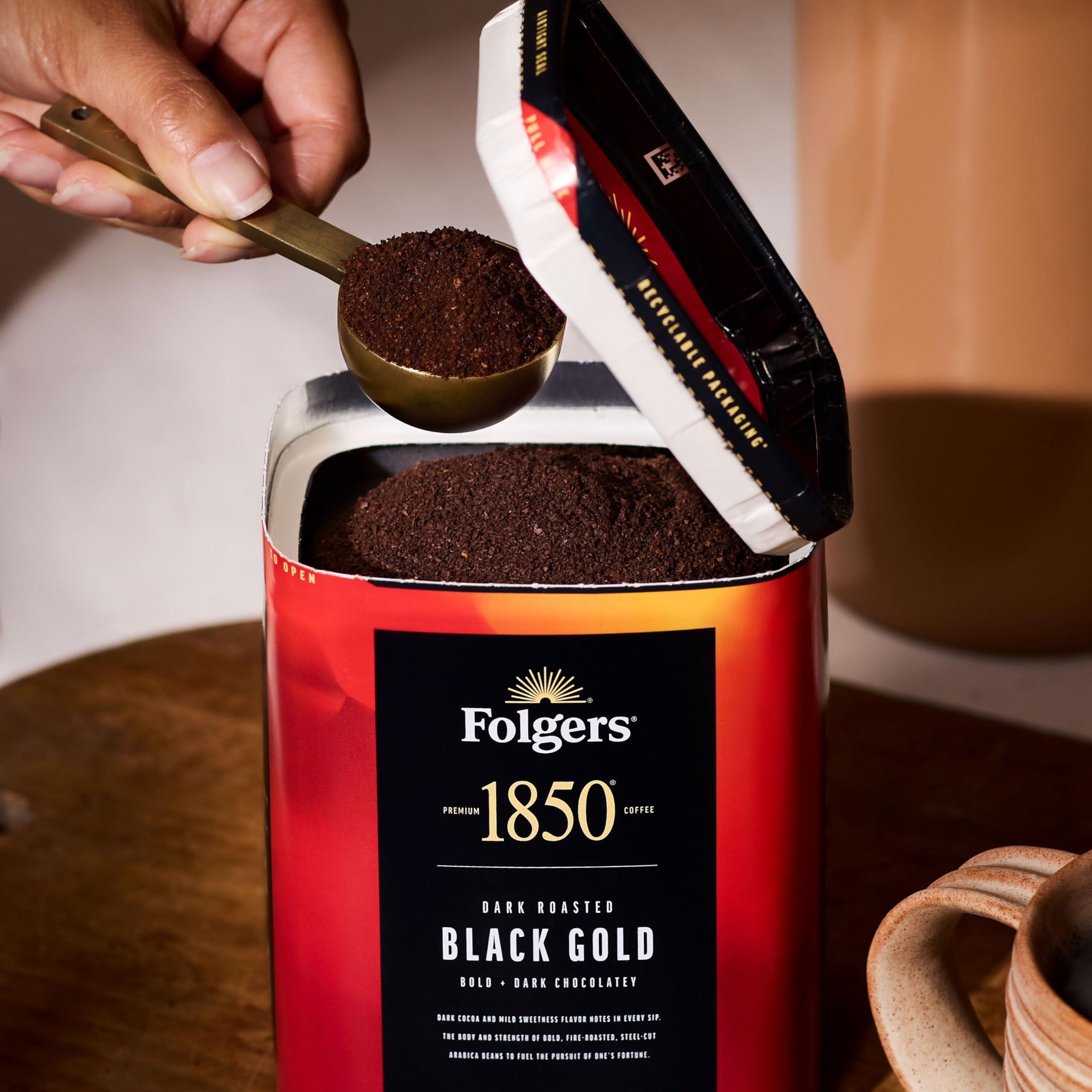 Folgers Folgers 1850 Black Gold Dark Roast Ground Coffee, 12 Ounce (Pack of 6)