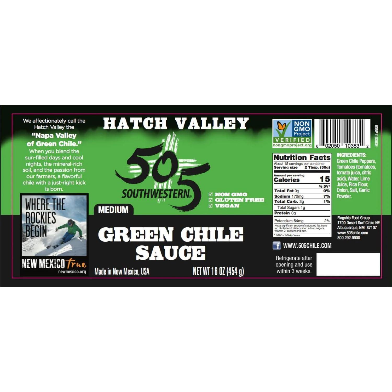 505 Southwestern 505 Southwestern Hatch Valley Green Chile Sauce, Medium (3-16oz)