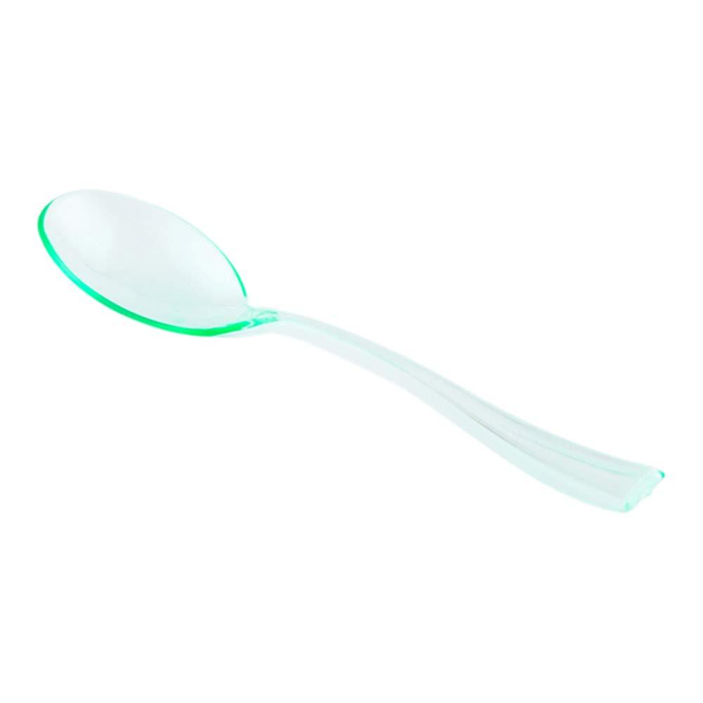 Restaurantware Restaurantware 4 Inch Mini Spoons 500 Disposable Tiny Spoons - Heavy-Duty Pair With Appetizers or Desserts Seagreen Plastic Sample Spoons For Parties Weddings Or Catering