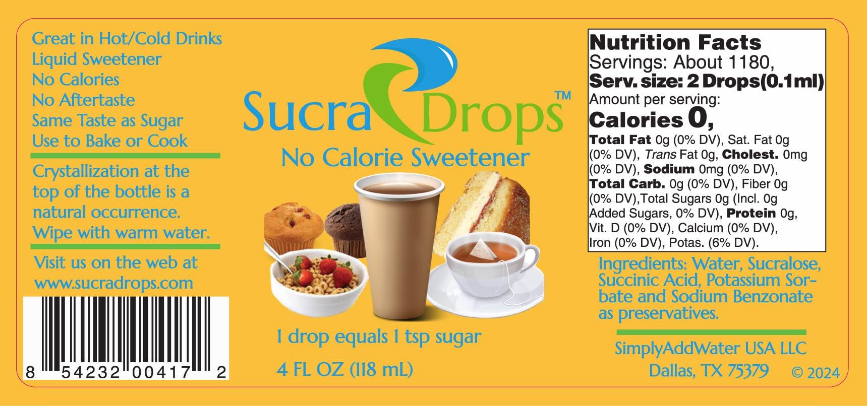 SucraDrops SucraDrops 2-4 oz Bottles of Premium Liquid Sucralose Sweetener, 1,180 Servings x 2 drops per serving size, totaling 2,360 drops each
