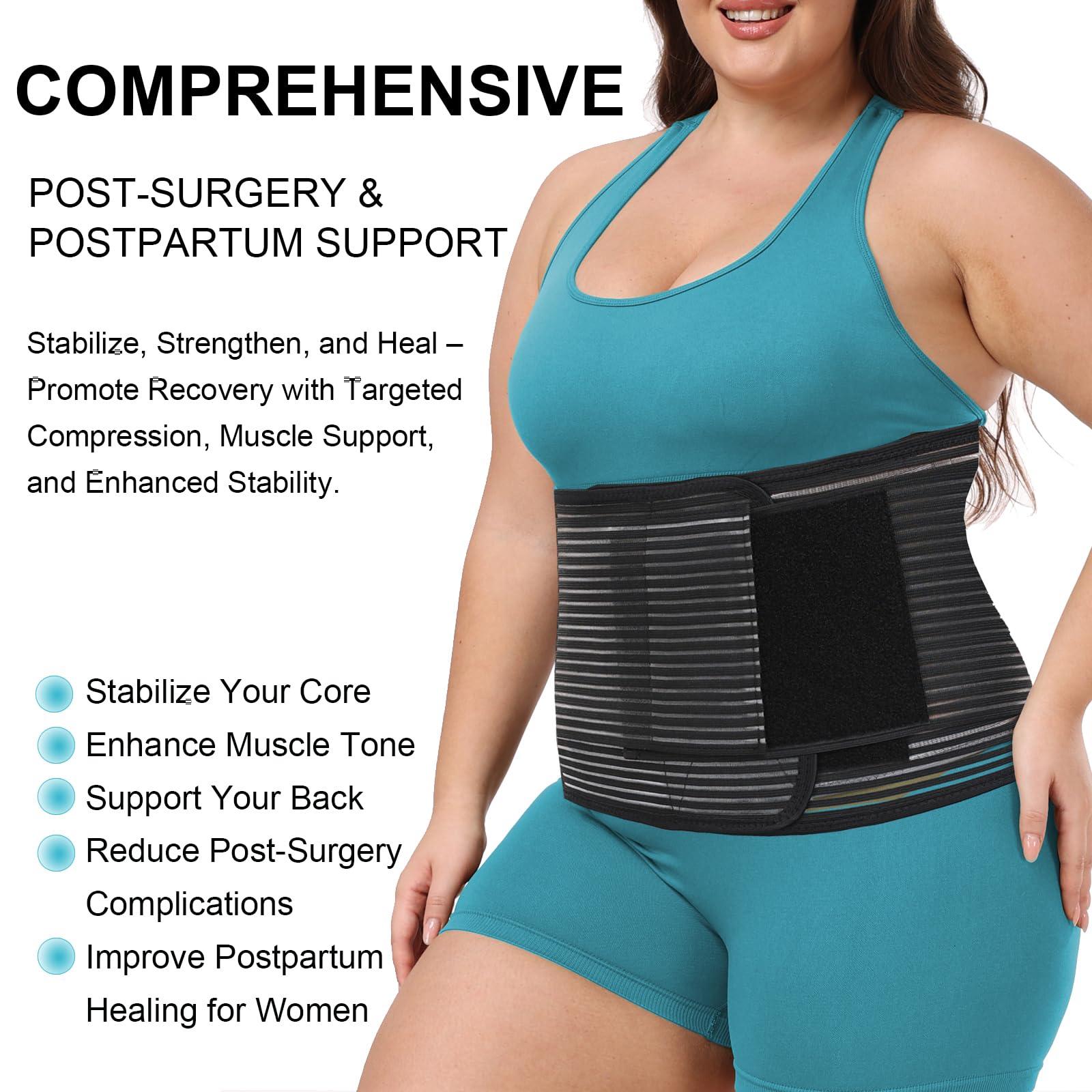 MAMODY Abdominal Binder Post Surgery Plus Size | Postpartum Belly Band Wrap | Post C Section Belly Binder | Stomach Compression Hernia Belt For Men or Women Hernia Surgery, Natural Birth, Abdominal Injuries,Hysterectomy (2XL/3XL)