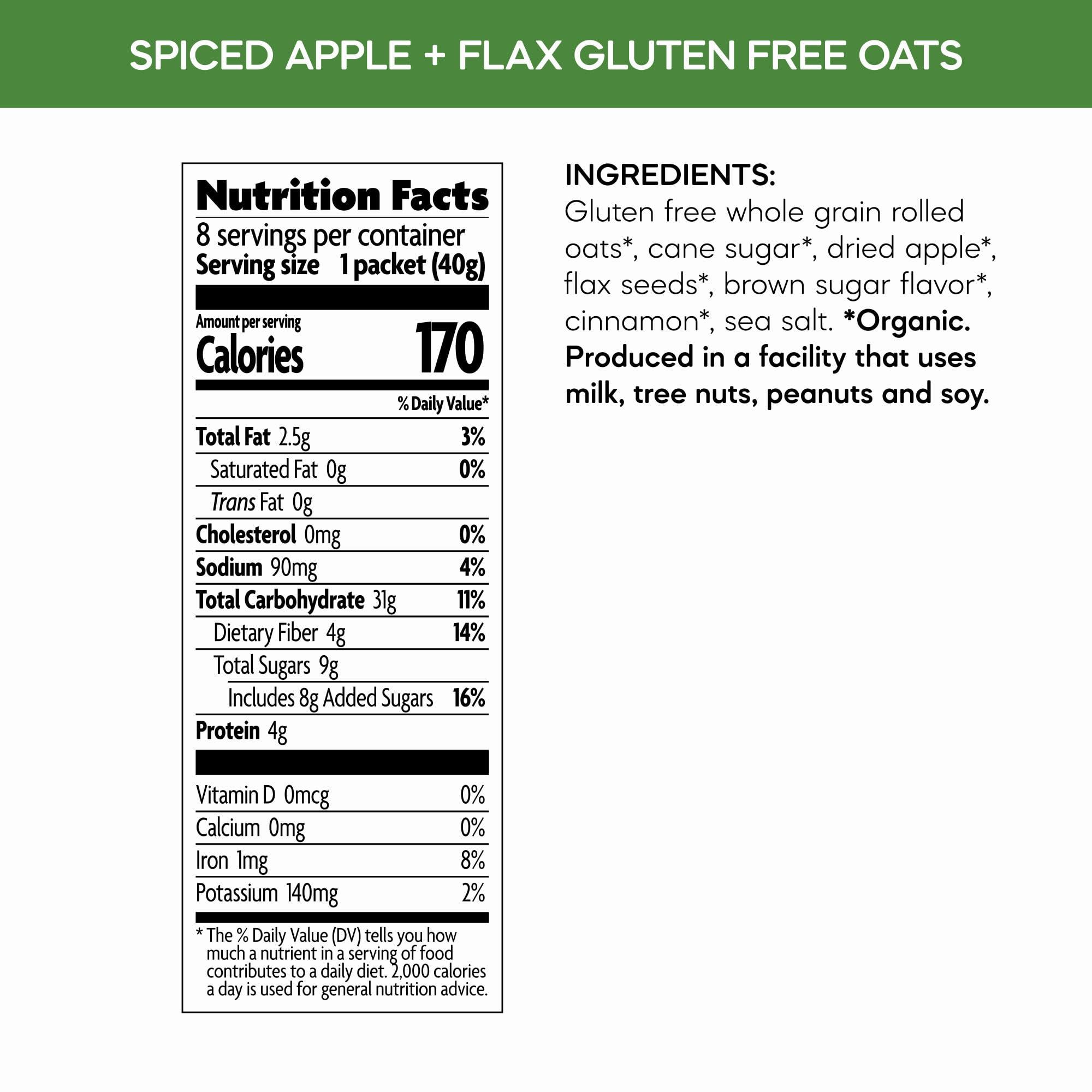 Nature's Path Nature\'s Path Organic Spiced Apple + Flax Oatmeal, 11.3 oz (Pack of 1), Gluten Free, Non-GMO