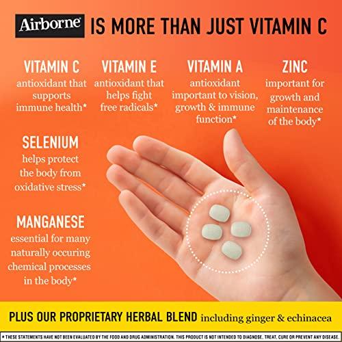 Airborne Airborne 1000mg Vitamin C Chewable Tablets with Zinc, Immune Support Supplement with Powerful Antioxidants Vitamins A C & E - (116 count bottle), Citrus Flavor, Gluten-Free
