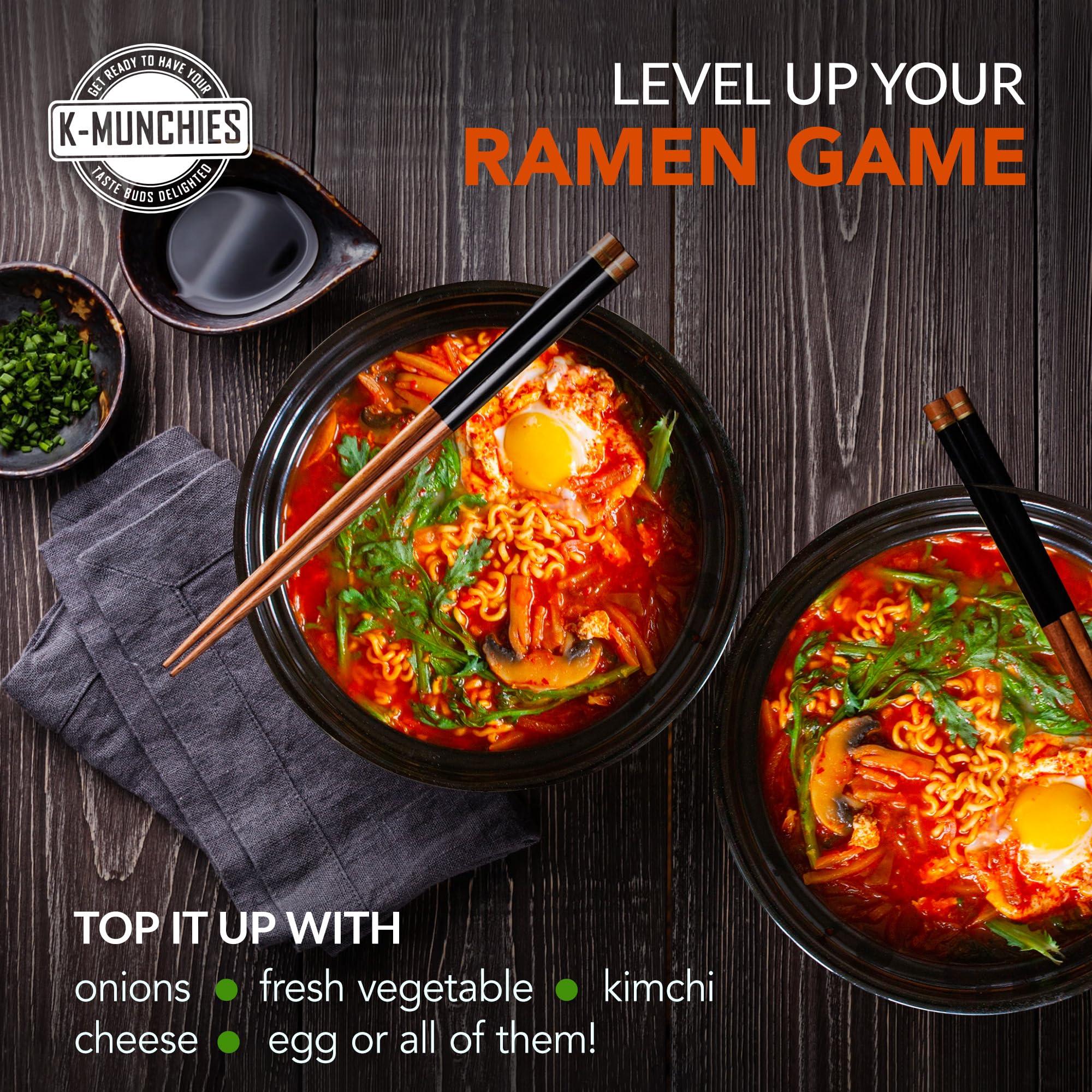 K-Munchies Pulmuone Non-Fried Ramyun Korean Noodles - 4 Pack Korean Instant Noodles Kimchi Stew Flavor - Easy to Cook Authentic Korean Ramen with Distinctly Asian Broth and Chewy Noodle